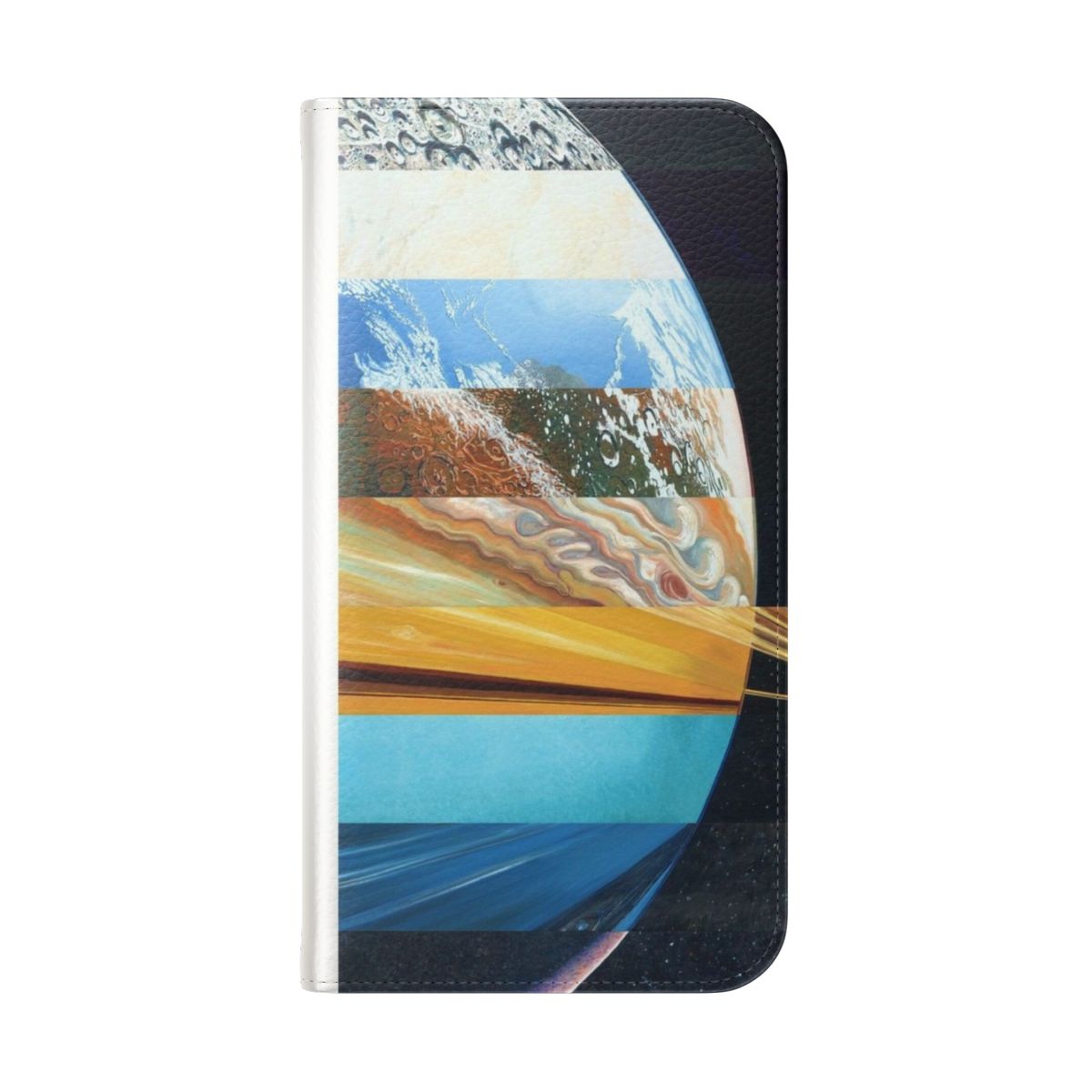 Planets Flip Cover Phone Case - Solar System and Space-Themed Design - Folded Back