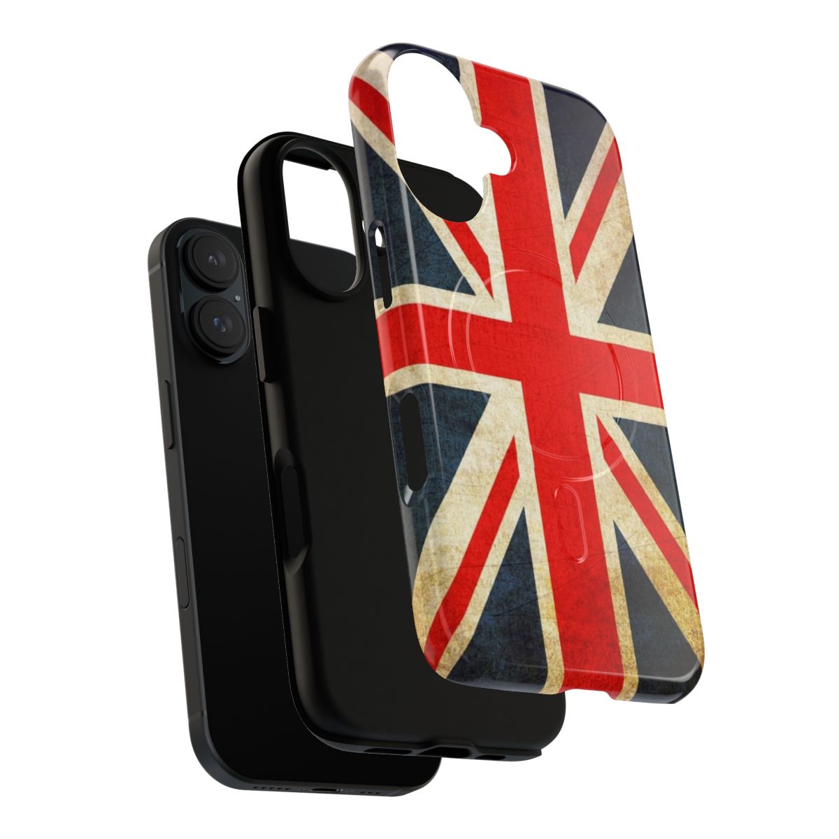 Vintage-style phone case with a distressed, grungy union jack design - Layers