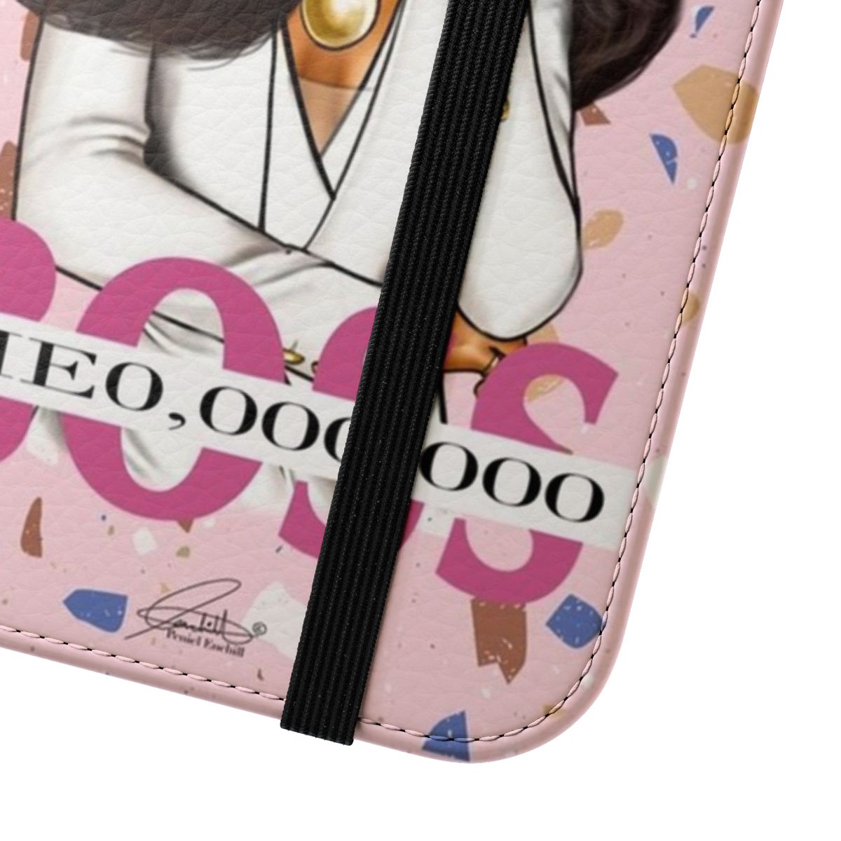 Stylish flip cover phone case featuring a black girl fashion illustration - Close Up