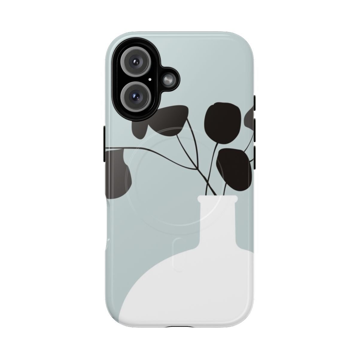 White vase-themed minimalist magnetic phone case with nature-inspired design