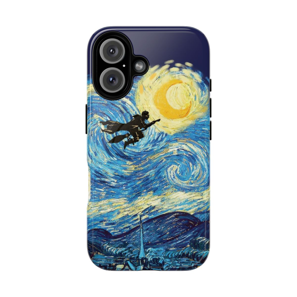 Starry night-themed phone case with a protective magnetic design