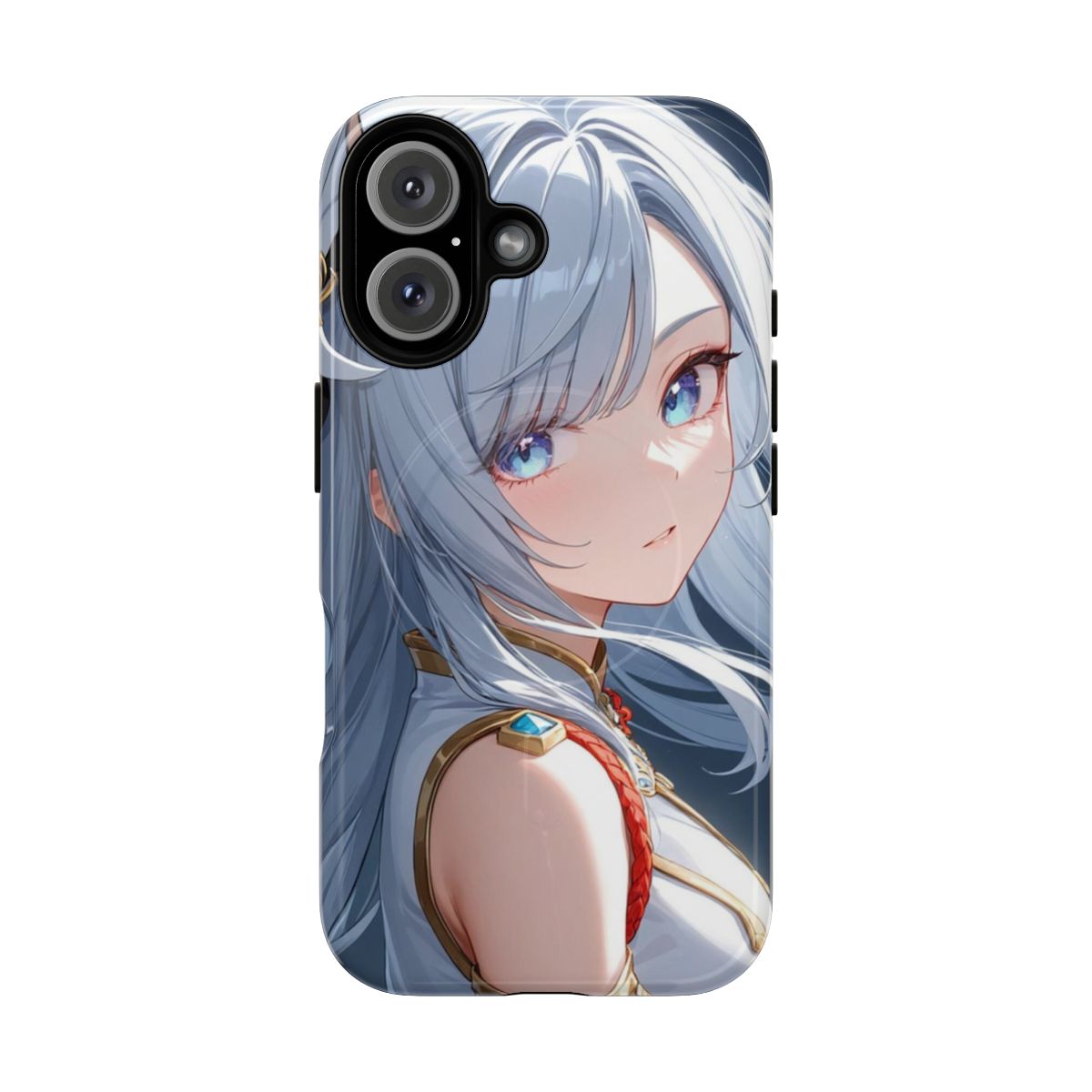 Shenhe-inspired phone case with a magnetic and durable design for Genshin Impact fans