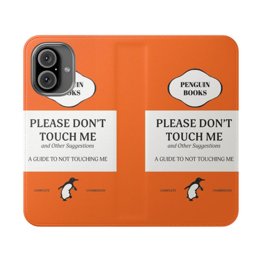 Anti-Touch Flip Cover Phone Case with Humorous Book-Inspired Design