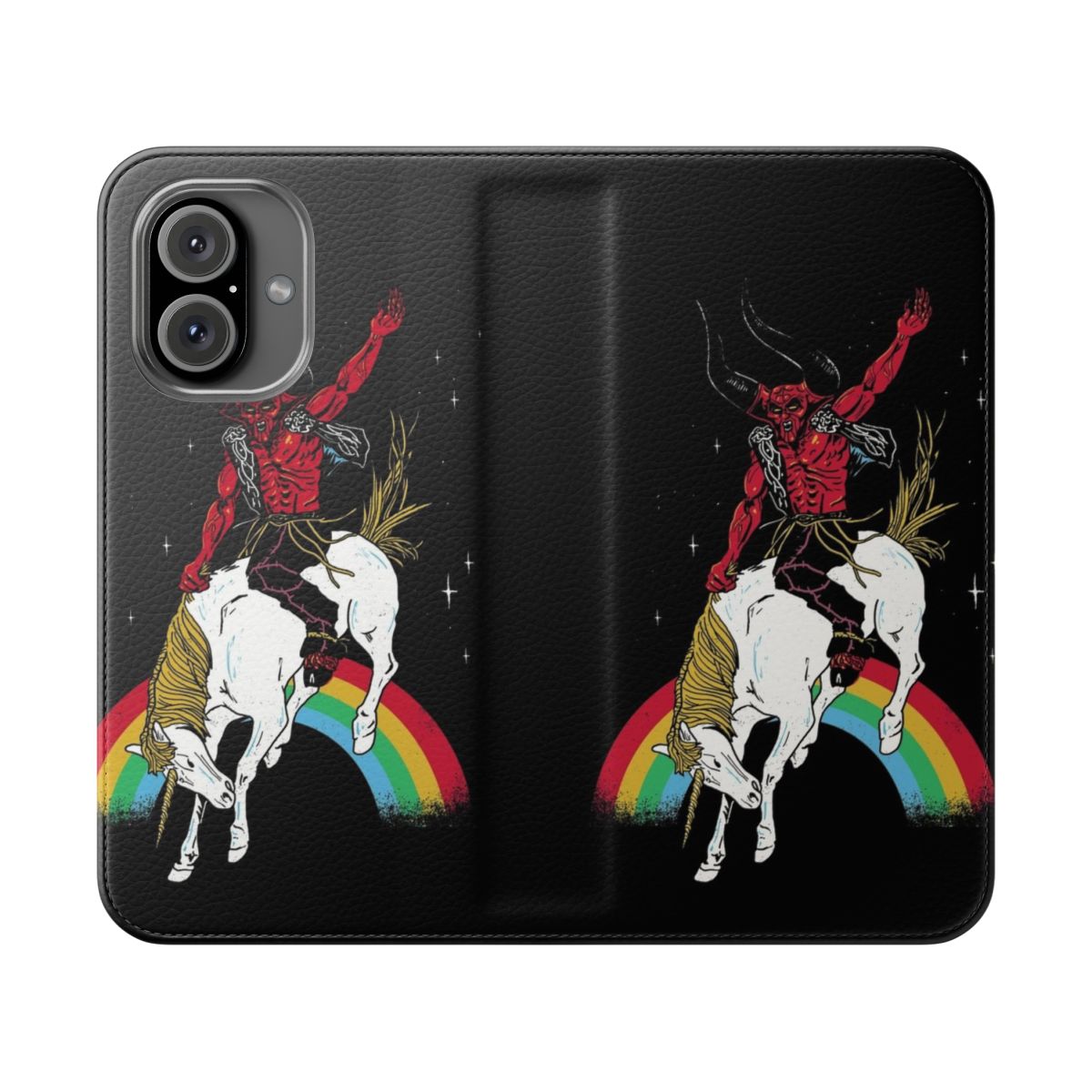 Flip cover phone case with fantasy and mythical creature design