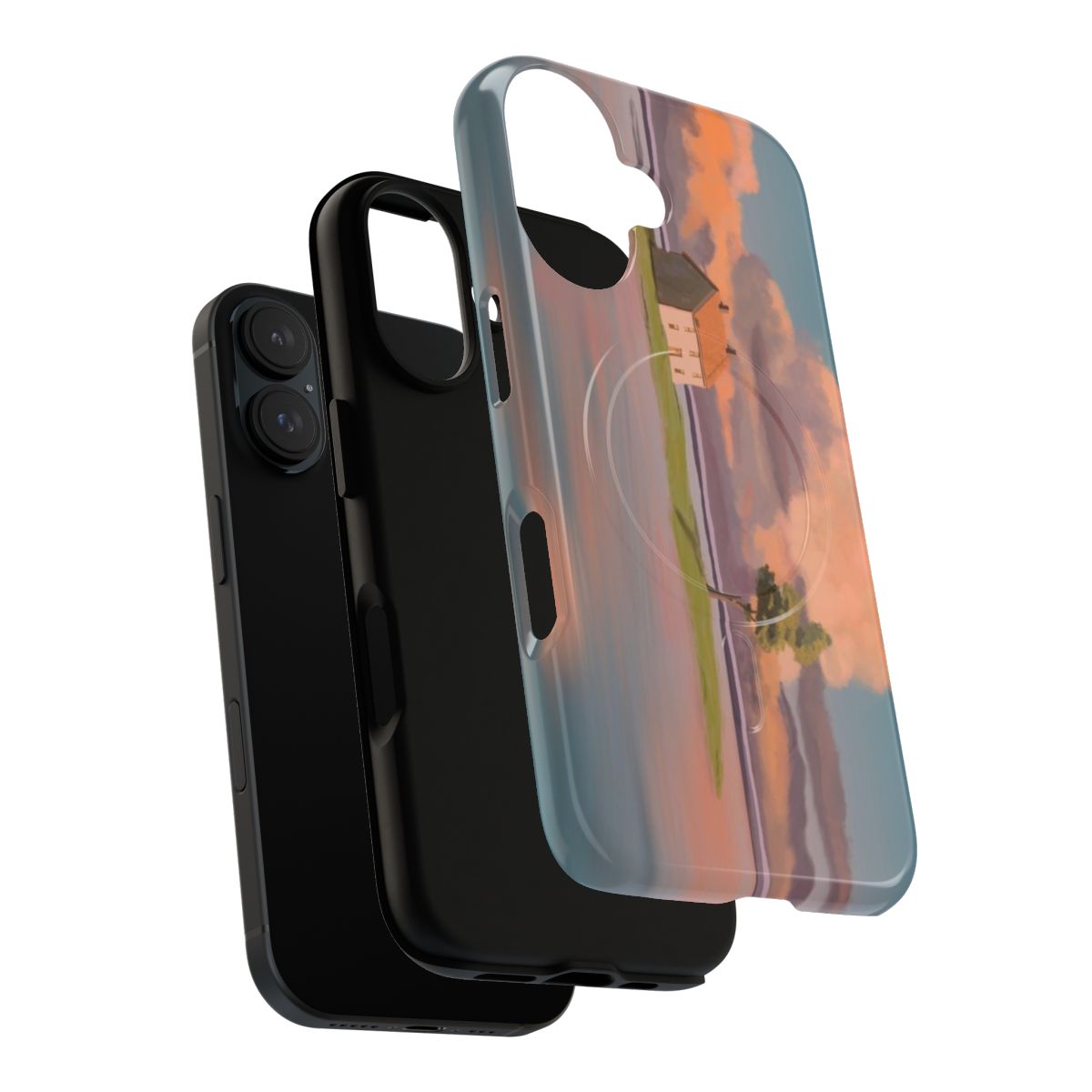 Spirited Away-inspired magnetic tough phone case with a serene landscape design - Layers