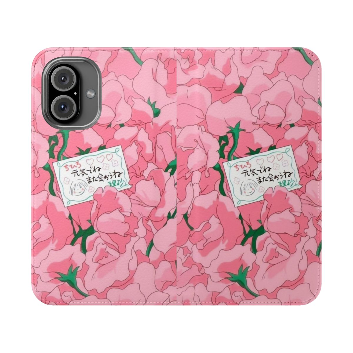 Spirited Away inspired pink and white flower floral design phone case