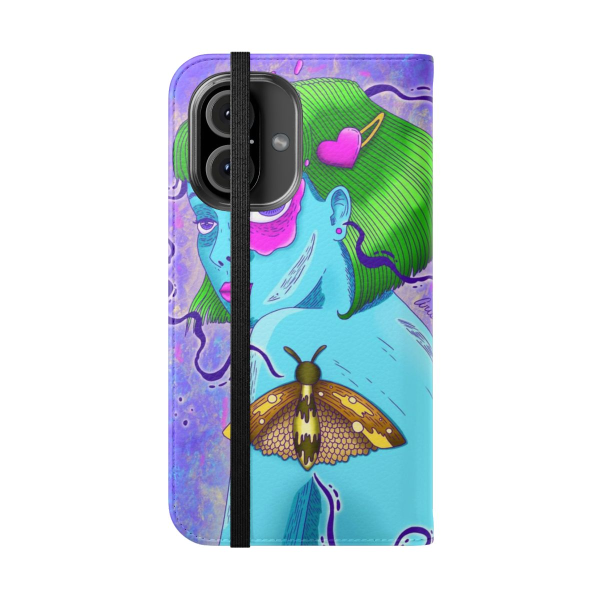 Psychedelic trippy alien butterfly phone case - Folded Front