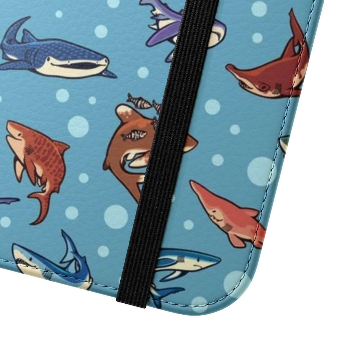 Sharks in the Deep Blue Flip Cover Phone Case - High-Quality Marine Life Phone Accessory - Close Up