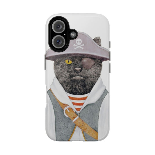 Pirate cat design on a durable phone case