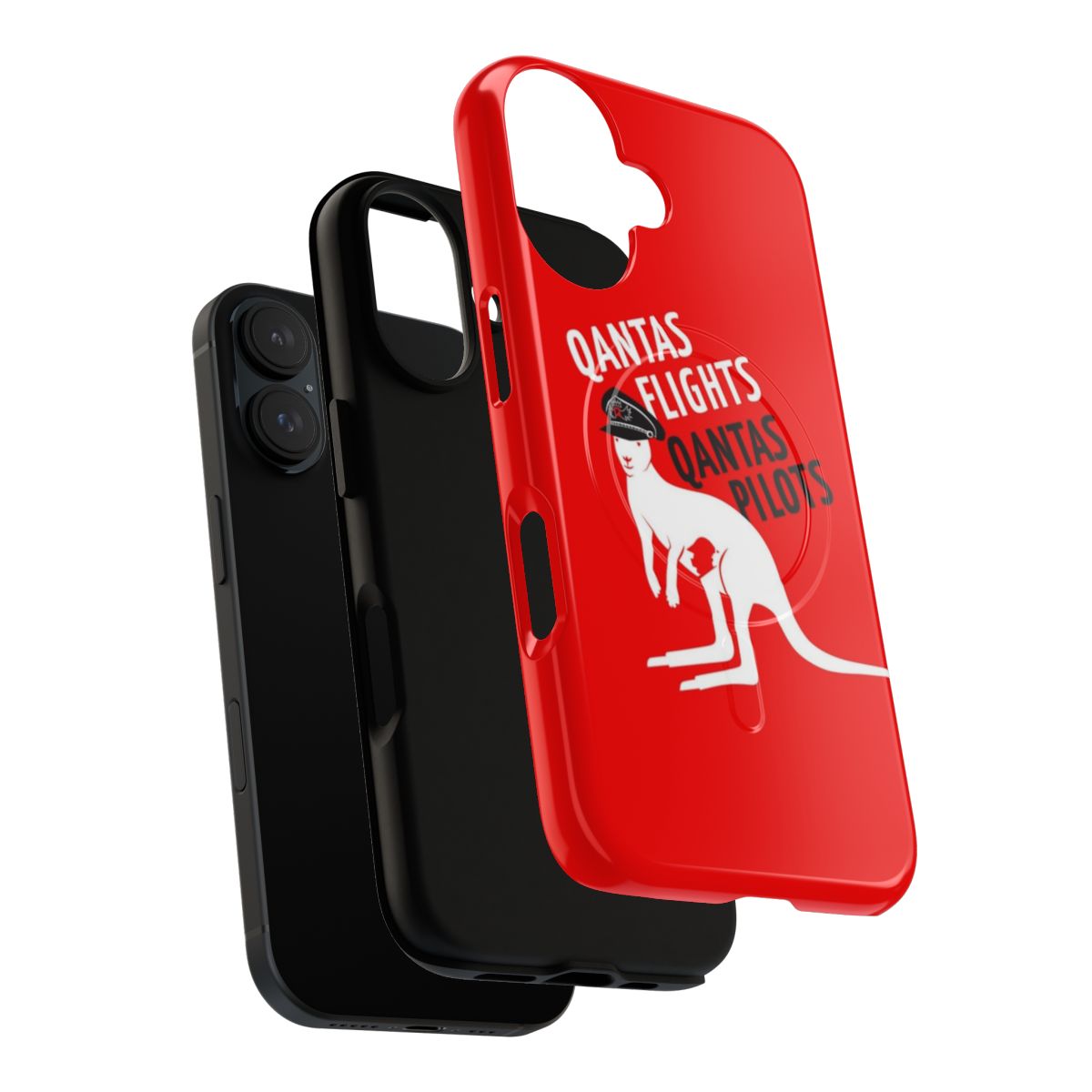 Magnetic tough phone case featuring Qantas pilots, kangaroo, and Australian imagery - Layers