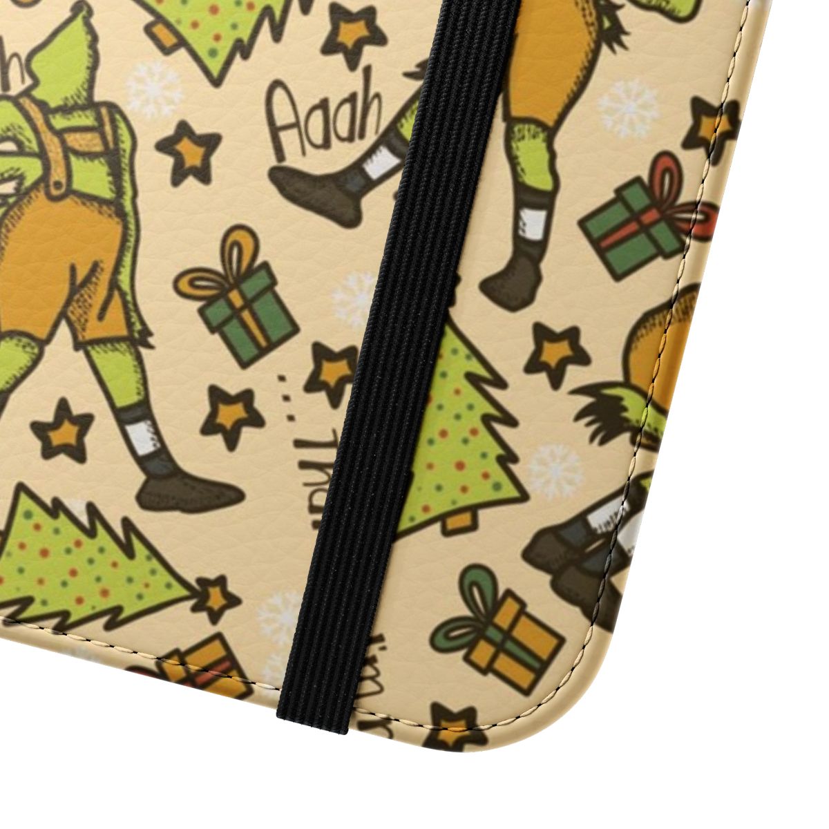 Grinch-inspired flip cover phone case with "That's it, I'm not going" text - Close Up