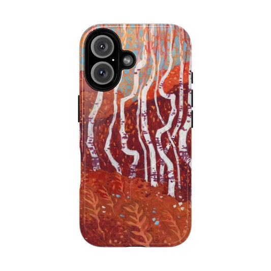 Watercolor nature inspired magnetic tough phone case with white shadows design