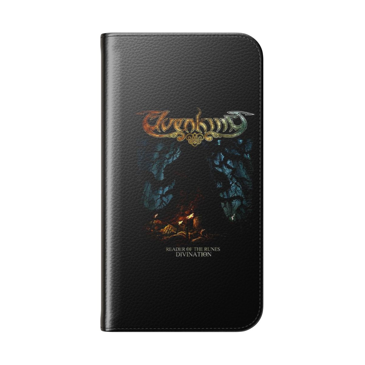 Elvenking-inspired flip phone case with a divination theme, ideal for heavy metal, power metal, folk metal, progressive metal, and symphonic metal fans. - Folded Back