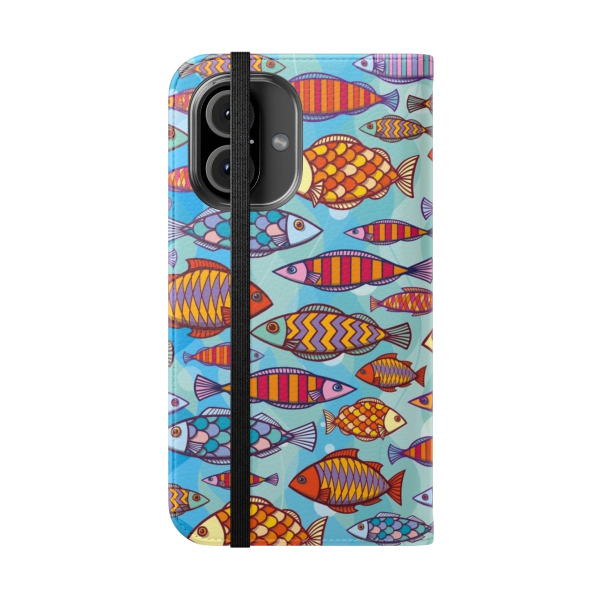 Colorful fish swimming in the ocean on a phone case - Folded Front