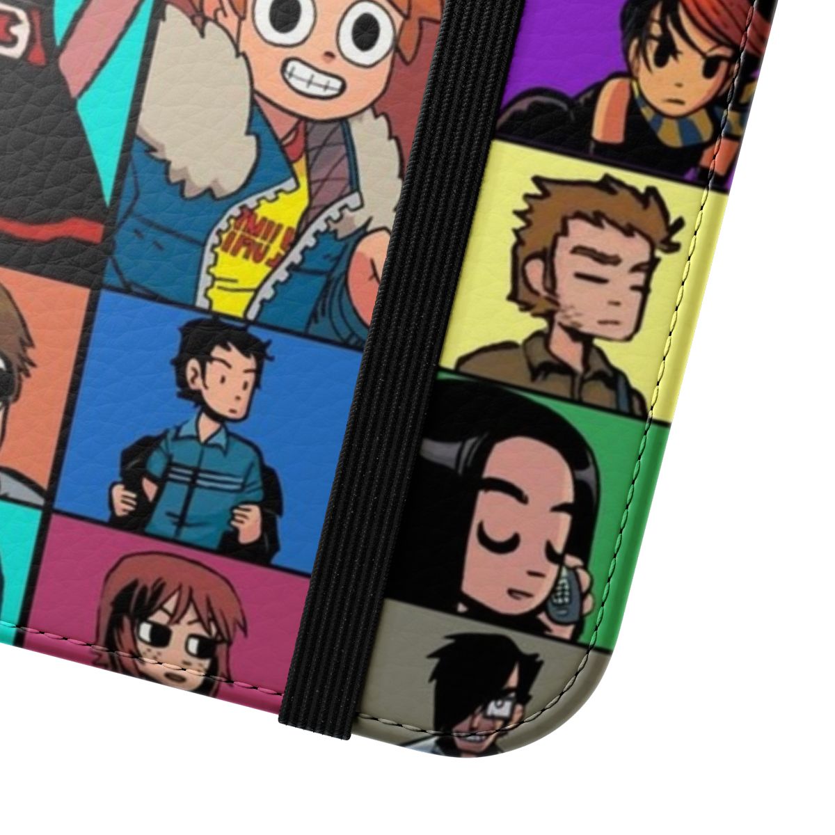 Flip cover phone case with Scott Pilgrim comic book-inspired design - Close Up