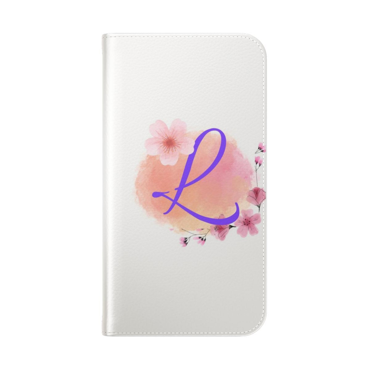 Personalized phone case with elegant letter L initial design - Folded Back