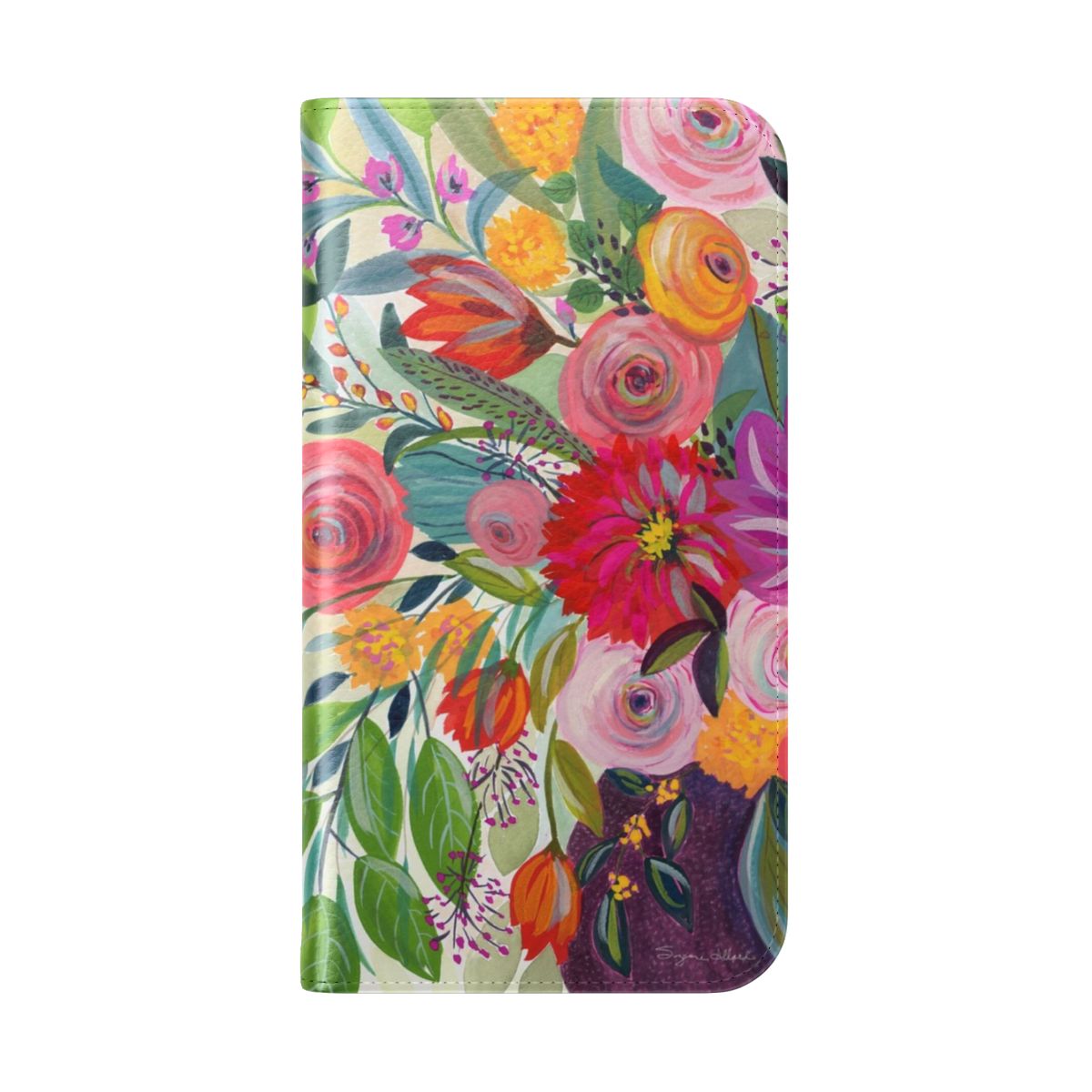 Colorful floral bouquet pattern on a phone case - Folded Back