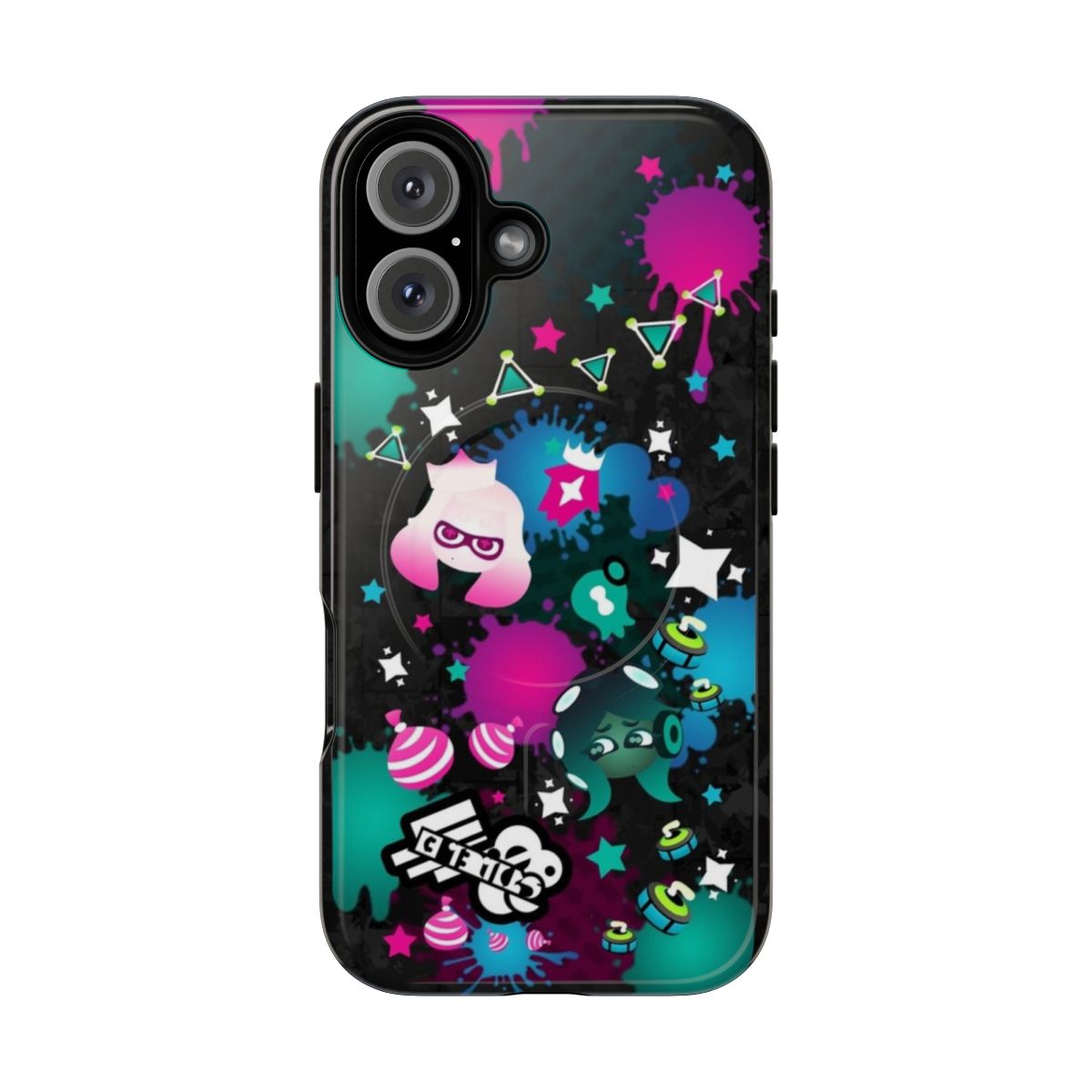 Colorful, neon-inspired phone cases with a Splatfest theme