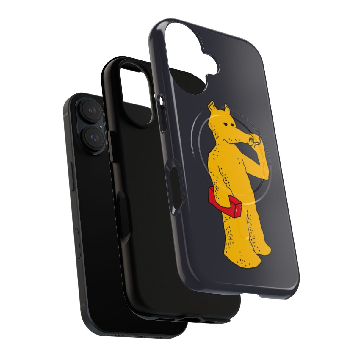 Quasimoto-inspired custom magnetic tough phone case with yellow bear and red brick design - Layers