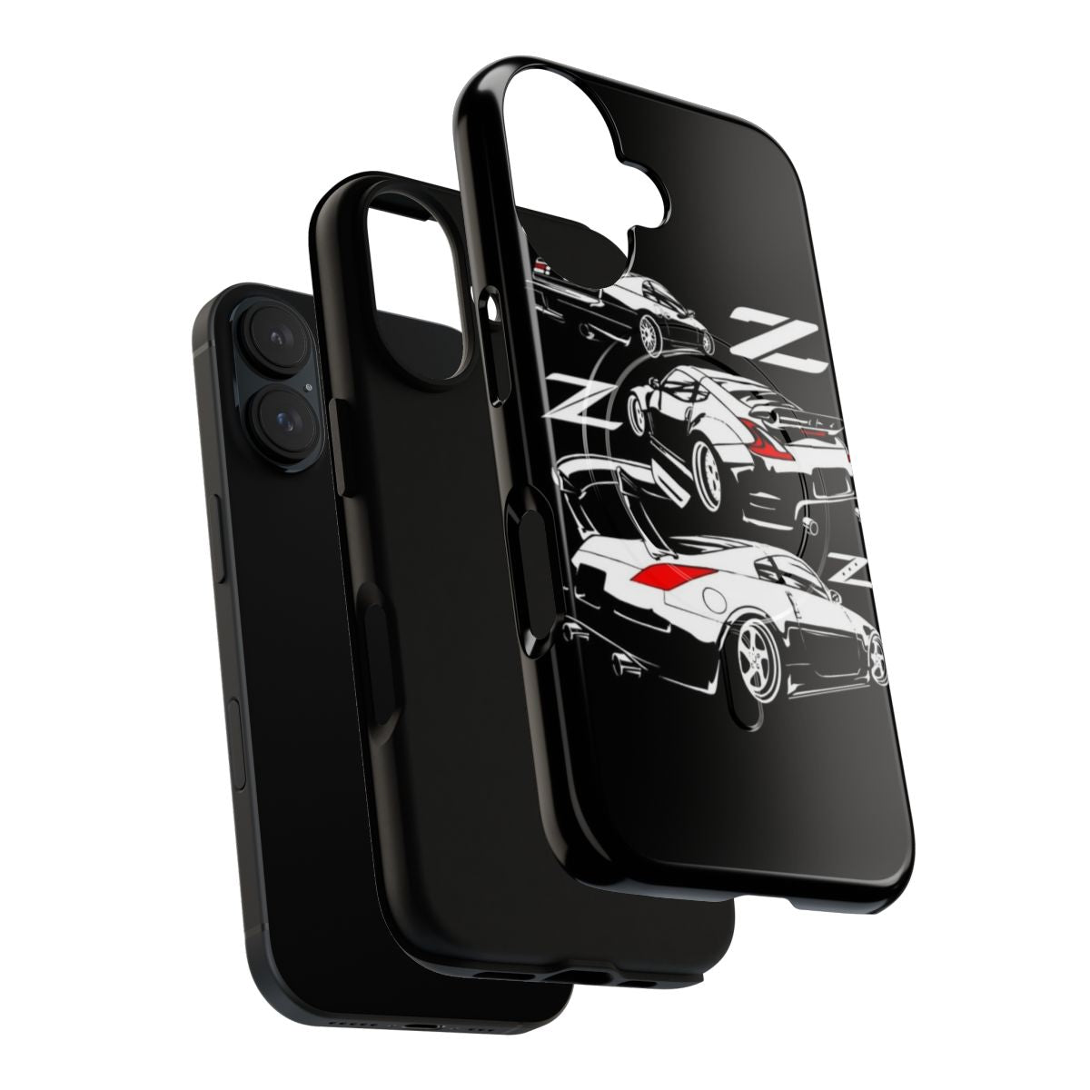 Magnetic tough phone case featuring the Nissan Z family of sports cars including the 350z, 370z, and 300zx. - Layers