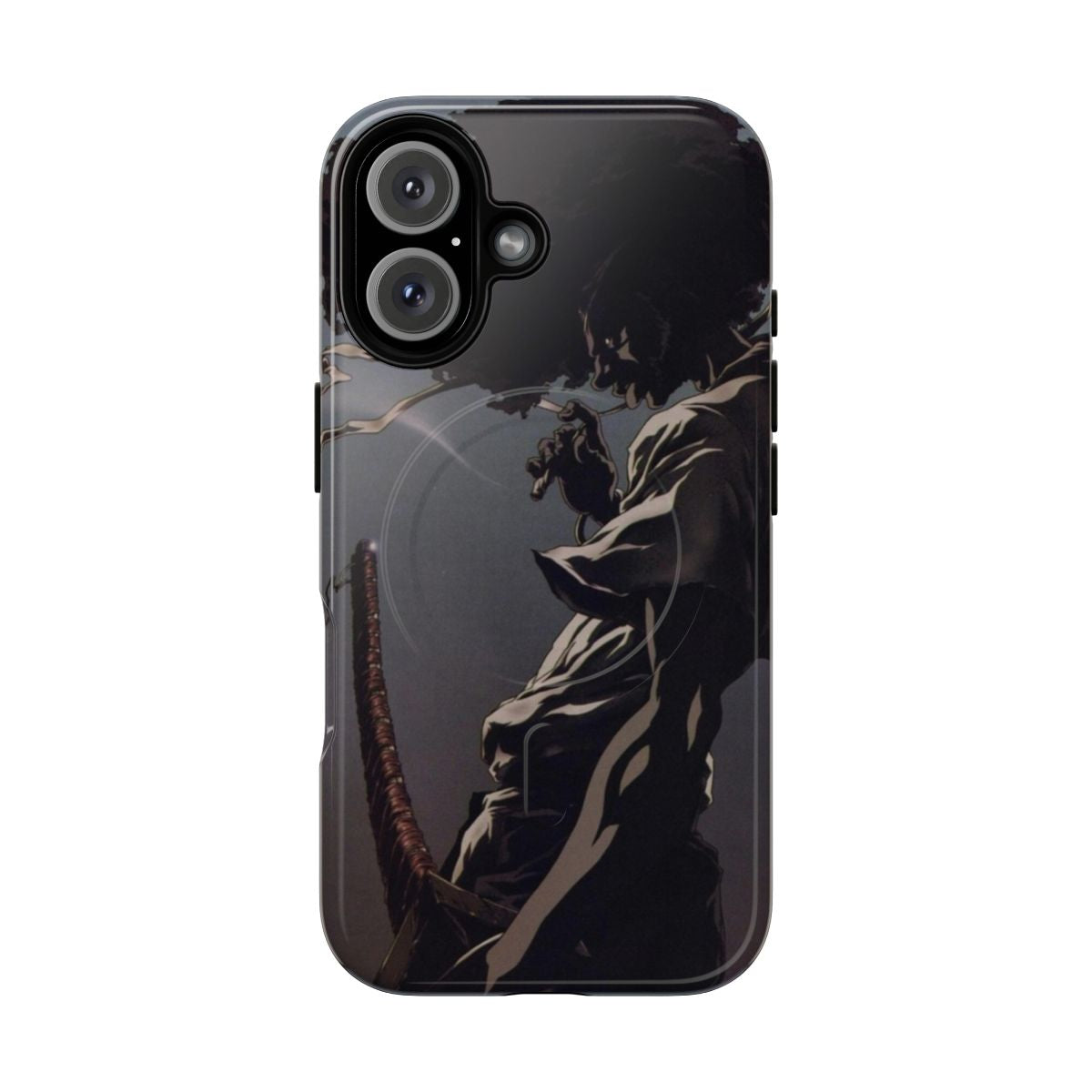 Afro Samurai-inspired magnetic phone case with a cool, edgy design for otaku enthusiasts.