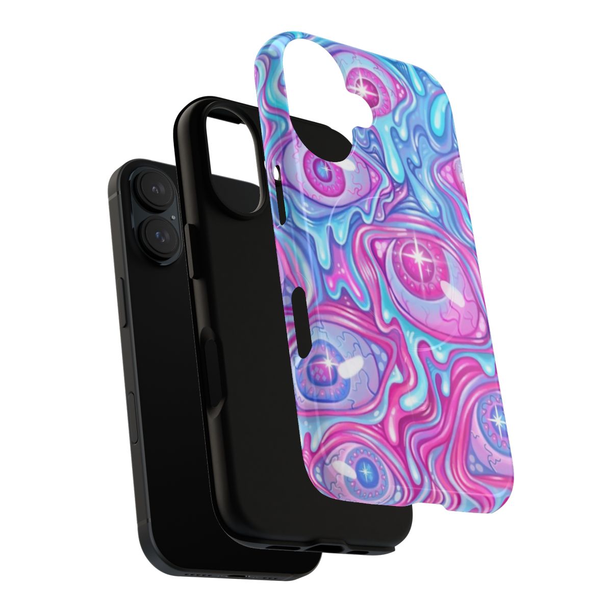 Vibrant, abstract eyeball pattern design on a protective phone case - Layers