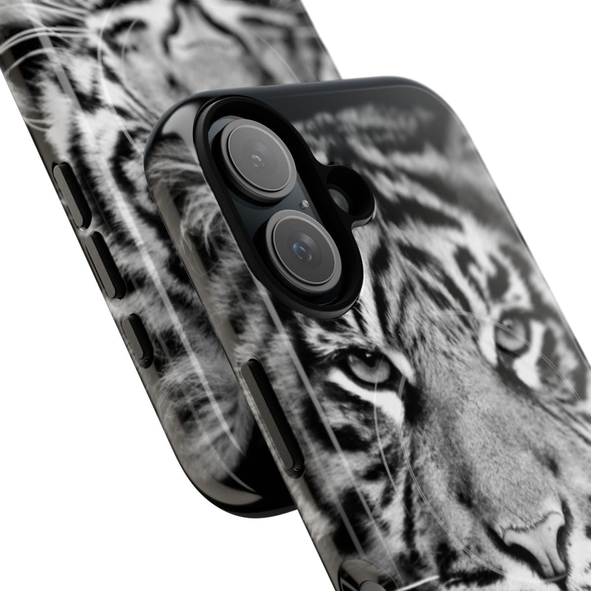 A tiger-printed tough and durable magnetic phone case - Detail