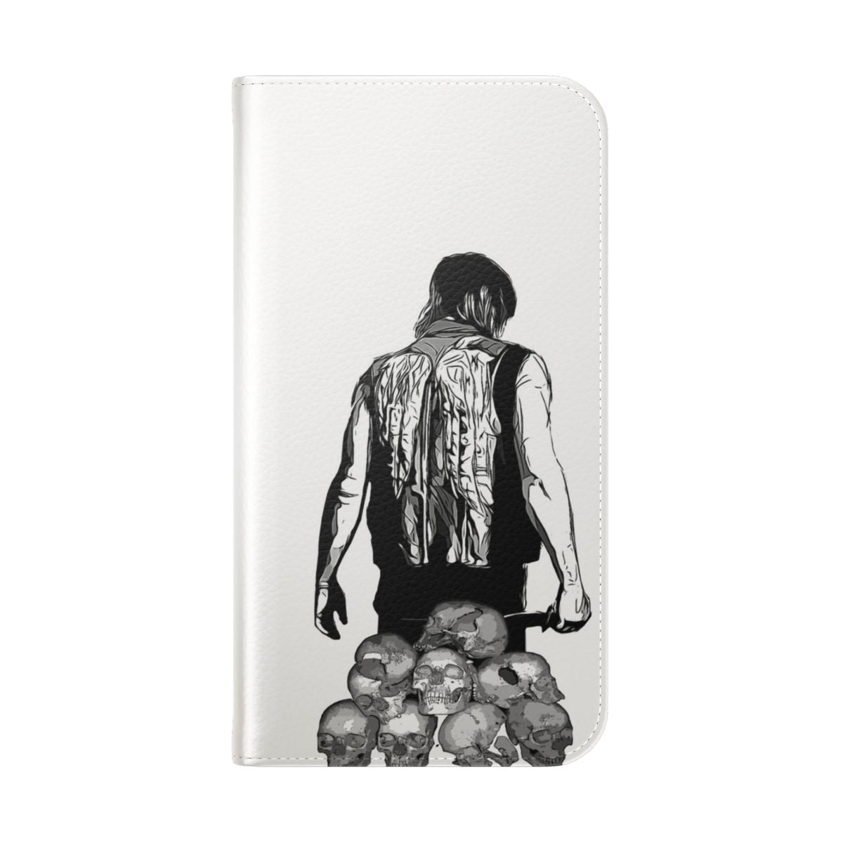 Flip phone case inspired by the popular TV series The Walking Dead, featuring Daryl Dixon character art. - Folded Back