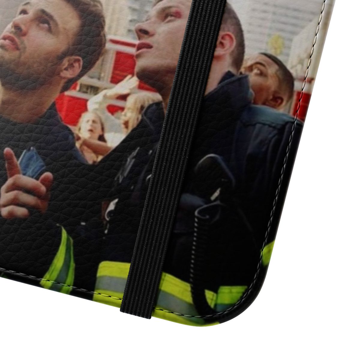 Flip cover phone case featuring 9-1-1 TV show characters - Close Up