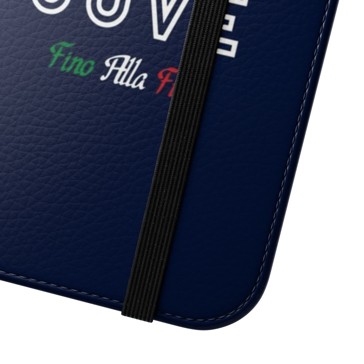 Juventus-inspired flip cover phone case in the colors of the Italian flag - Close Up