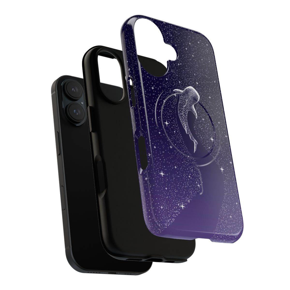 Space-themed phone case with whale shark and cosmic imagery - Layers