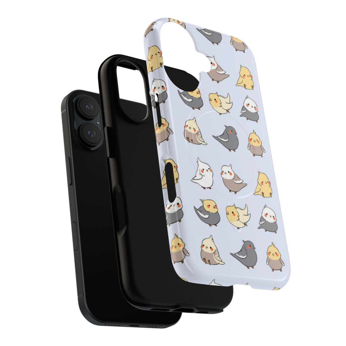 Magnetic Tough Phone Case with Cute Cockatiel Pattern - Layers