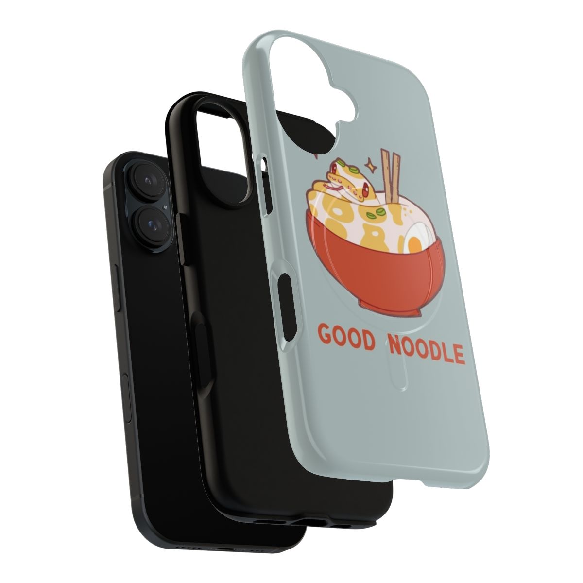 Magnetic phone case featuring a cute illustration of a ball python snake - Layers