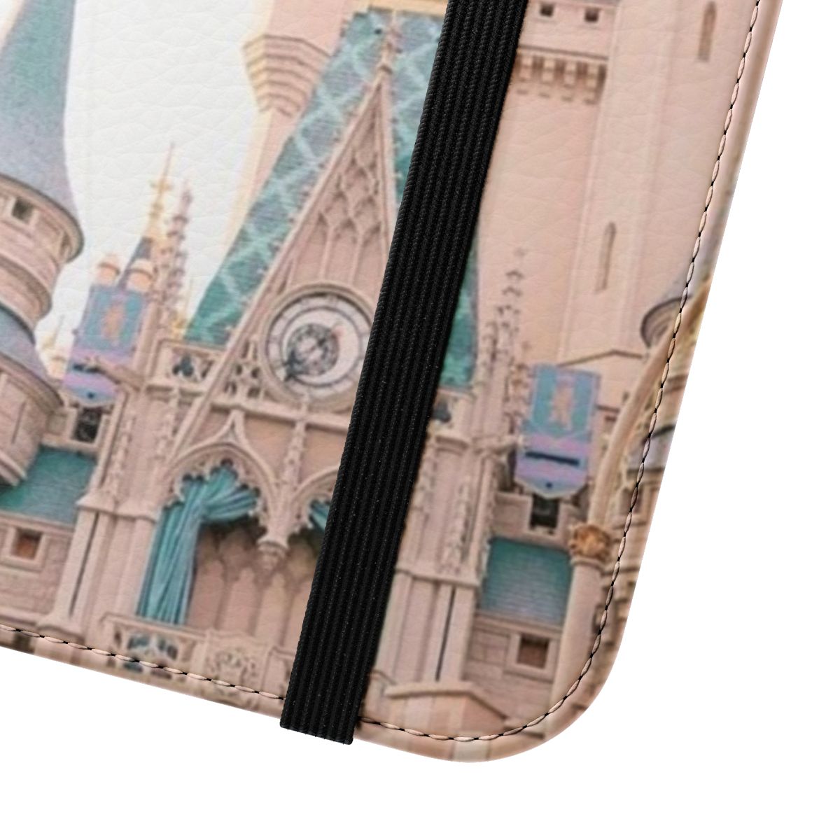 Whimsical Disney-inspired phone case with castle, balloons, and Cinderella design - Close Up