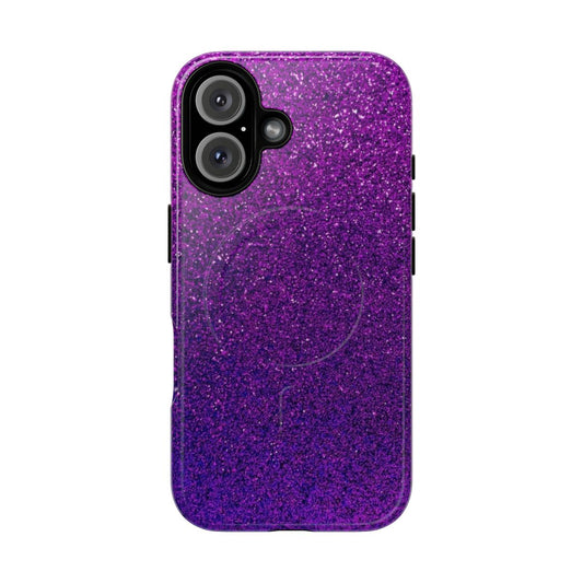 Purple glitter phone case with a magnetic and tough design