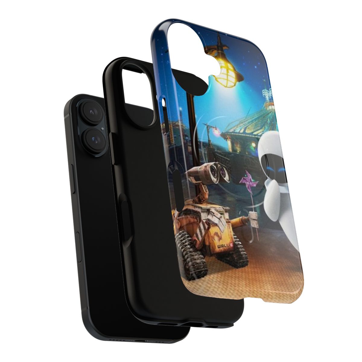 Protective phone case featuring the iconic robot couple Wall-E and Eve from the Disney Pixar film. - Layers