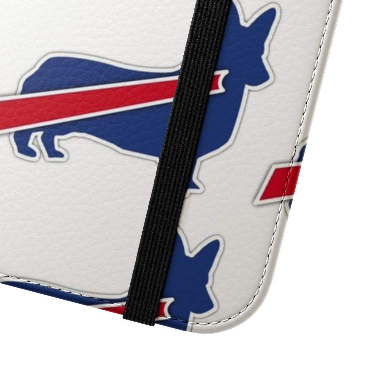 Corgi-themed phone case cover featuring the Buffalo Bills logo - Close Up