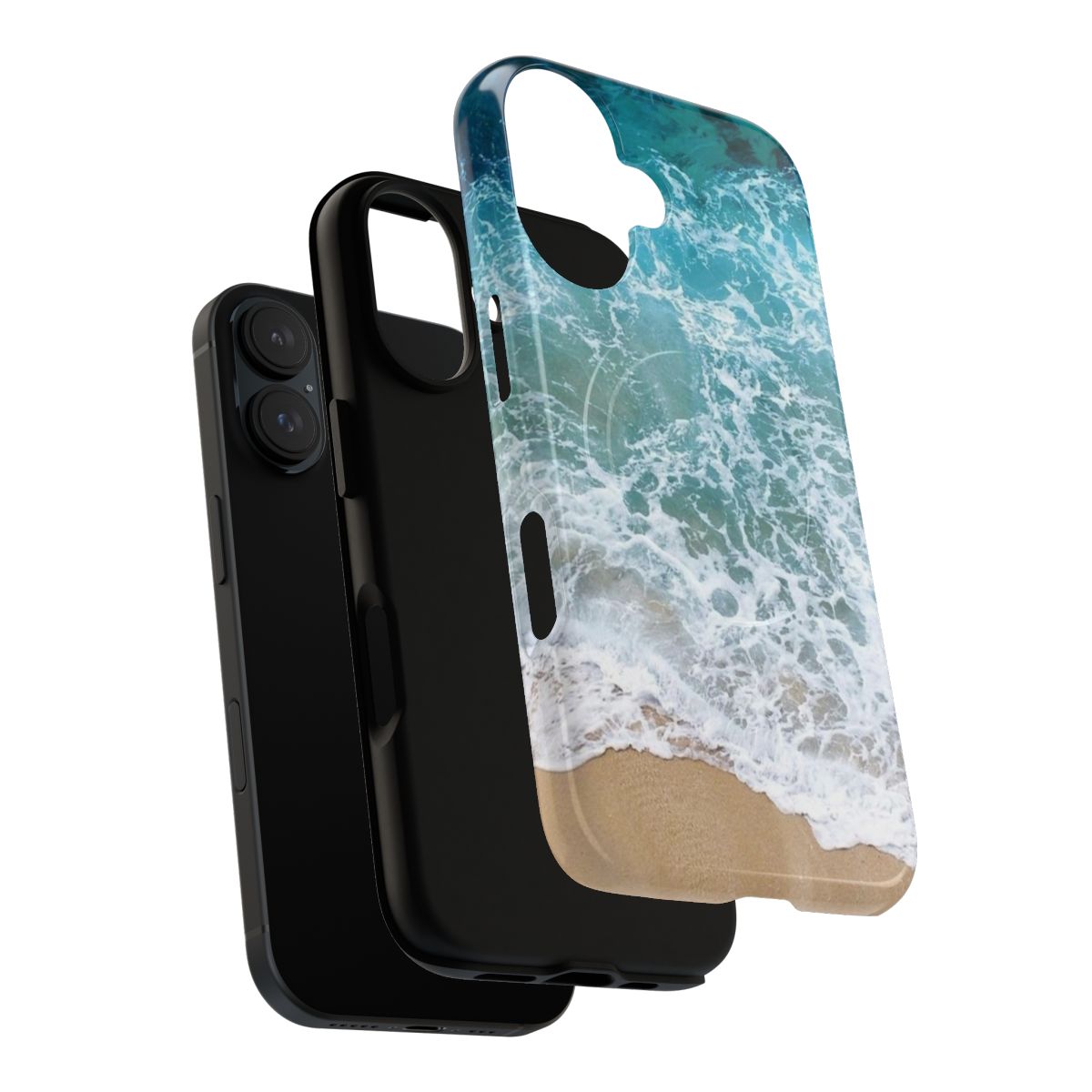 Ocean foam phone case with turquoise and white design - Layers