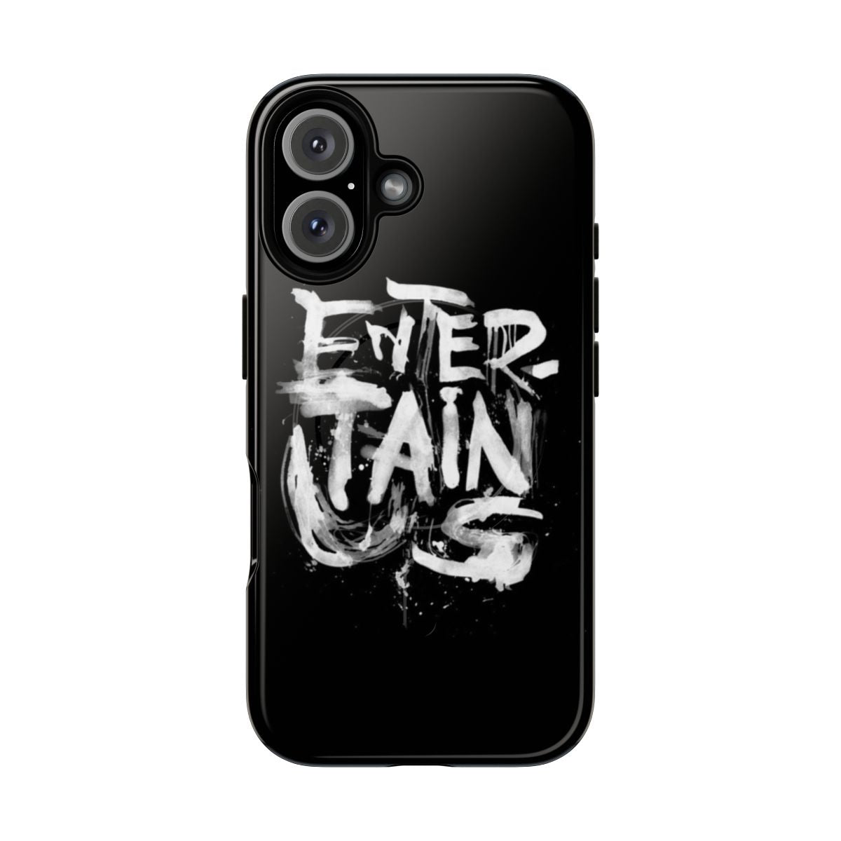 Magnetic tough phone case with monochrome, black and white design featuring music lyrics and quotes.