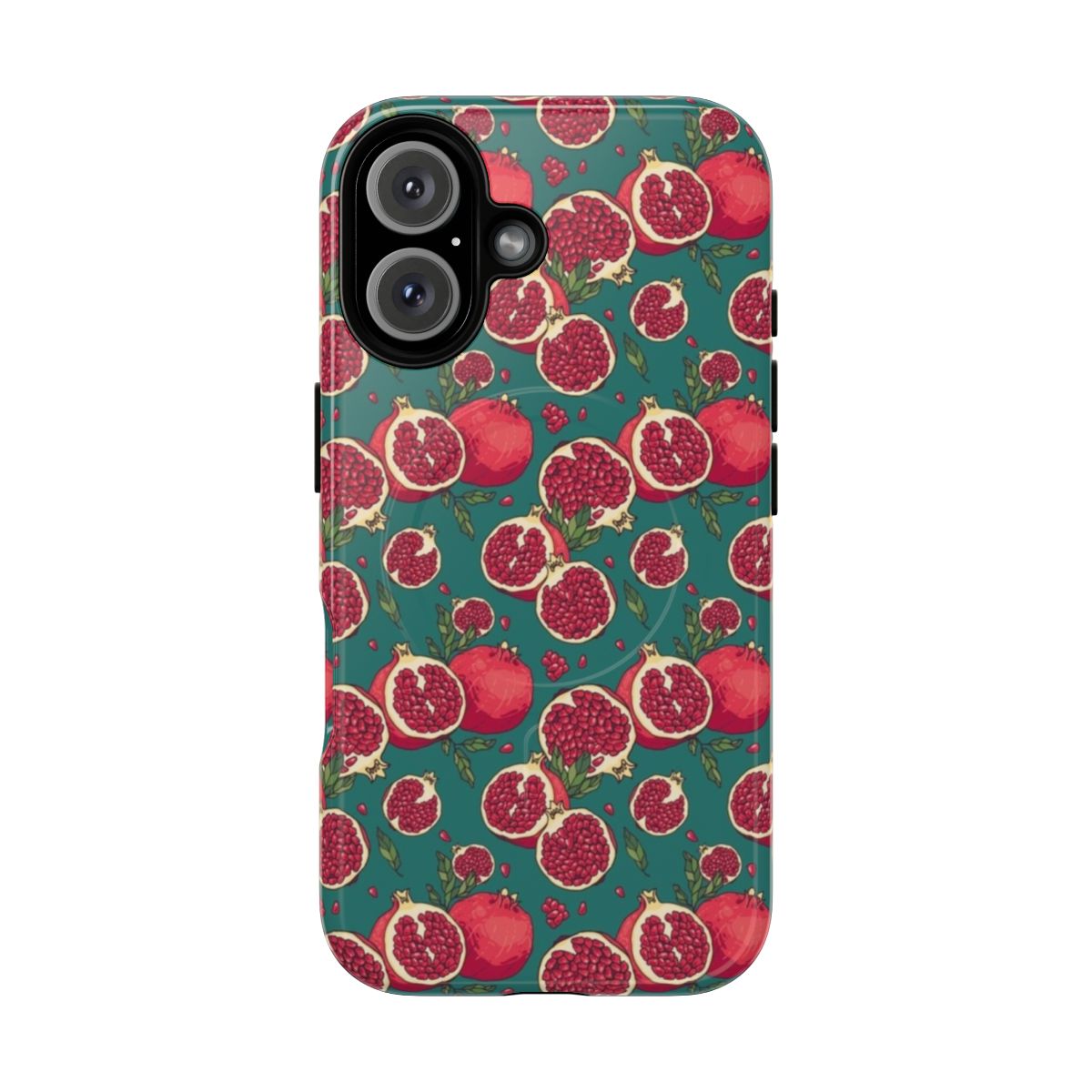 Colorful pomegranate print on a protective phone case