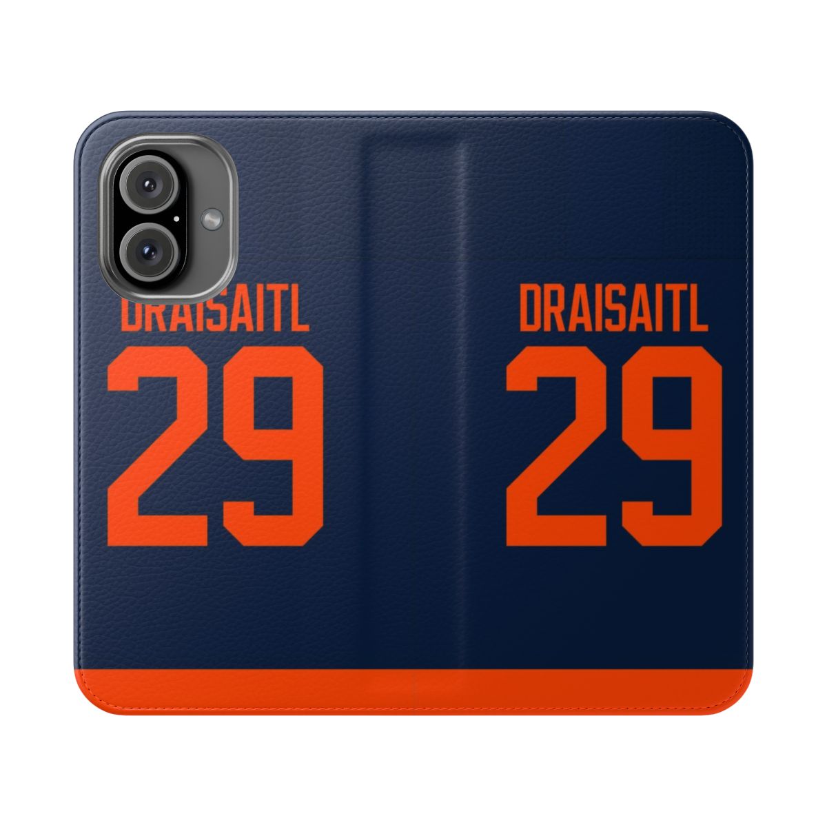 Edmonton Oilers-inspired phone case with Leon Draisaitl jersey design