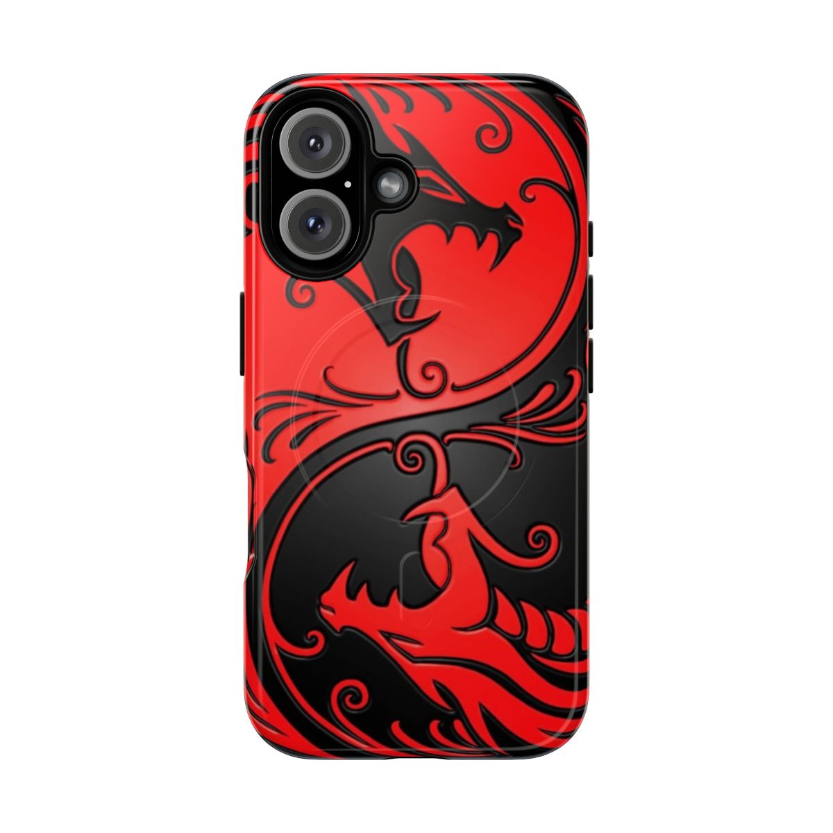 Yin Yang Dragon Magnetic Tough Phone Case in Red and Black