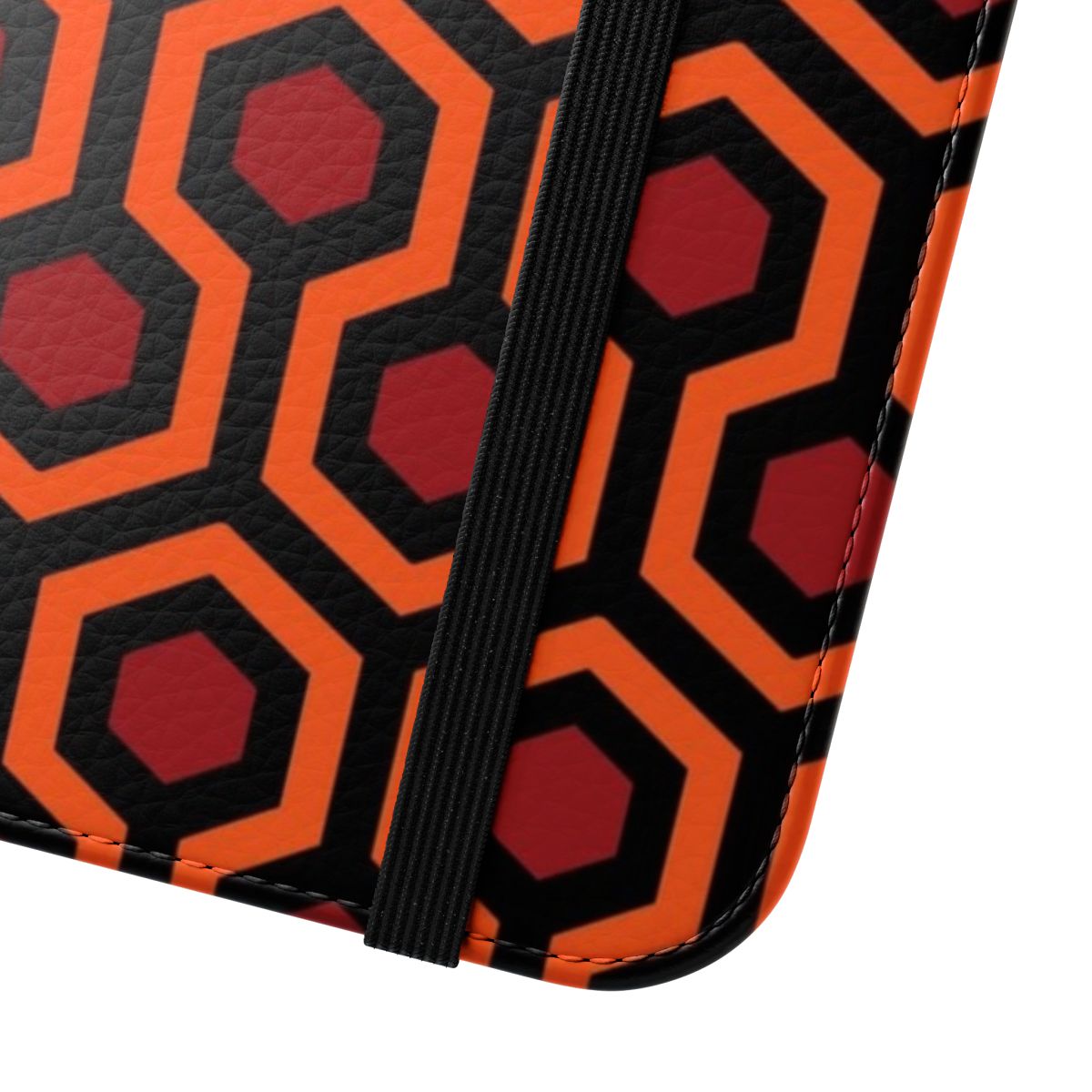 Sleek phone case with a looking over pattern inspired by The Shining hotel carpet - Close Up