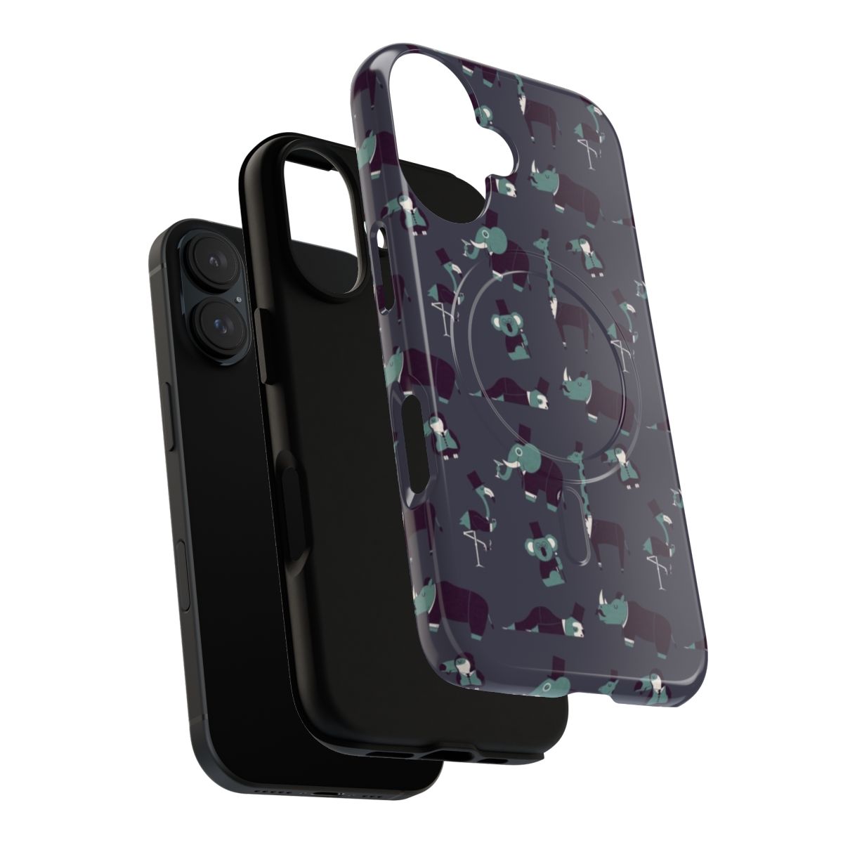 Colorful animal print phone case with a magnetic closure for added protection - Layers