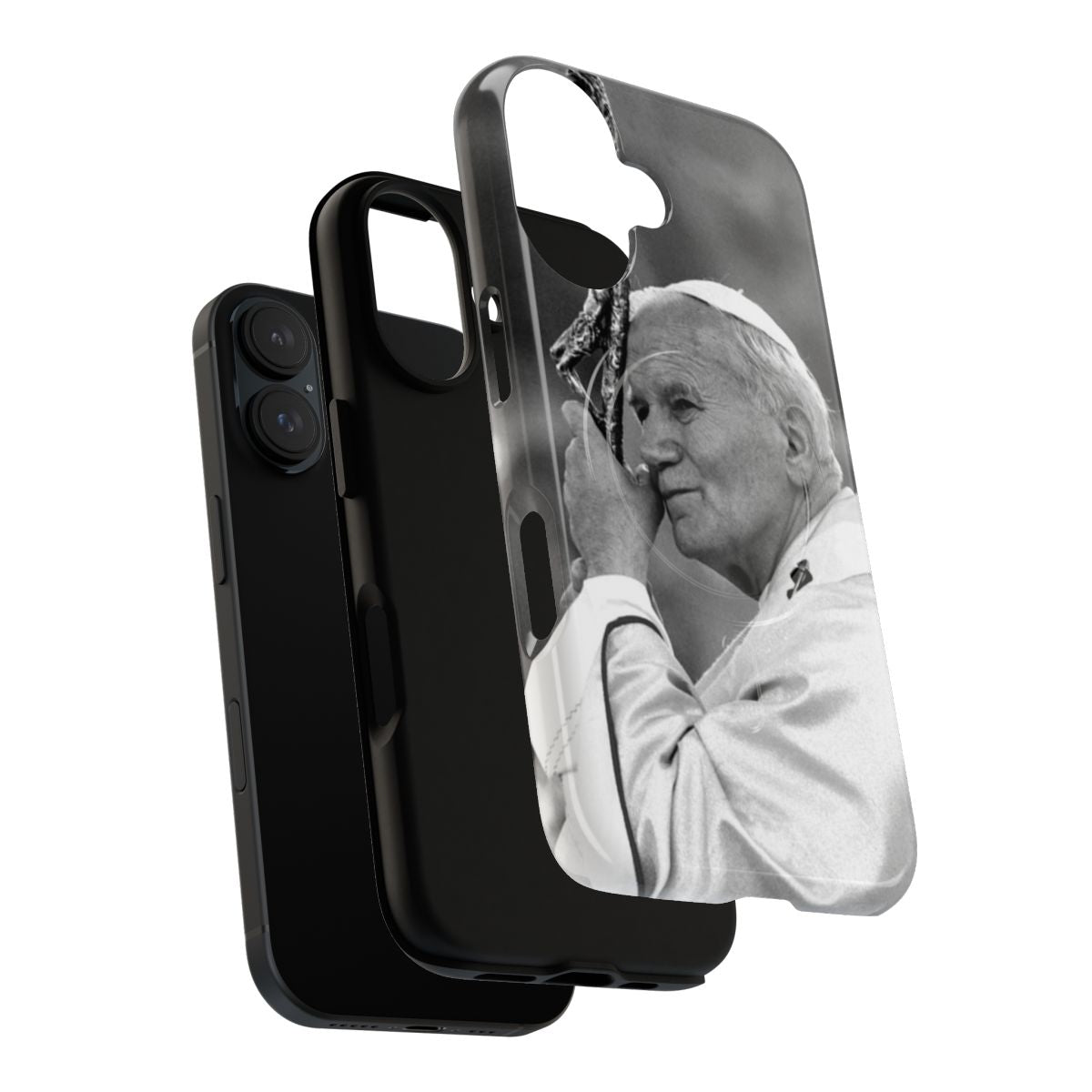 Magnetic phone case featuring an image of Pope John Paul II, a beloved Catholic saint and pontiff. - Layers