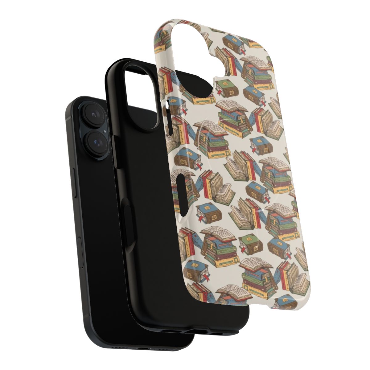 Colorful patterned phone case with a book-inspired design - Layers