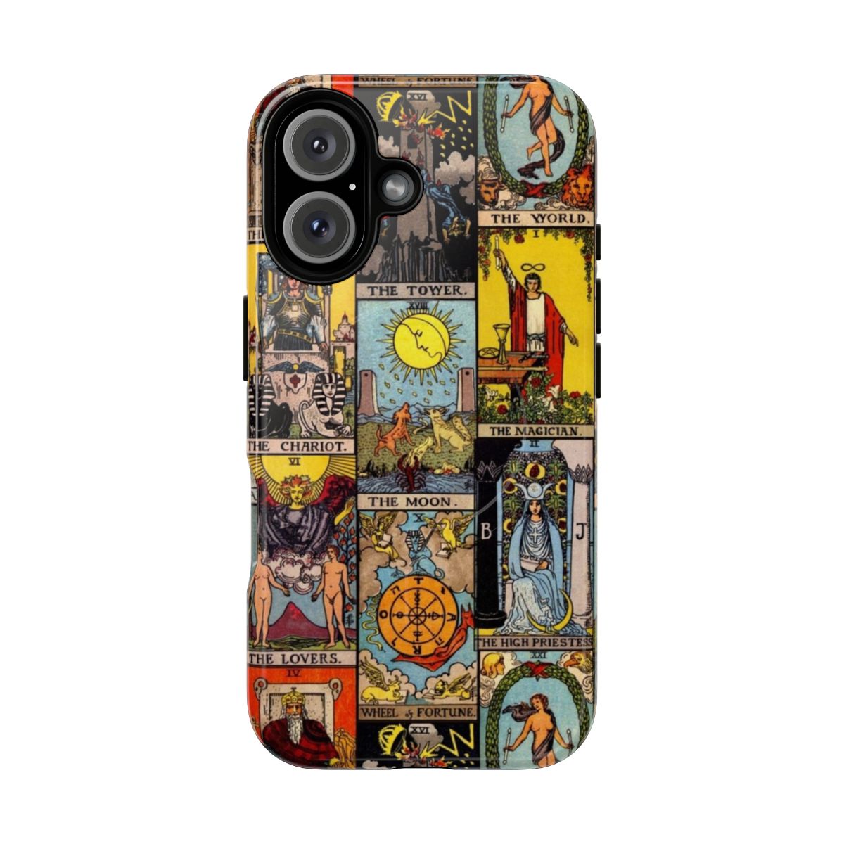 Stylized phone case featuring the Major Arcana of the Tarot deck