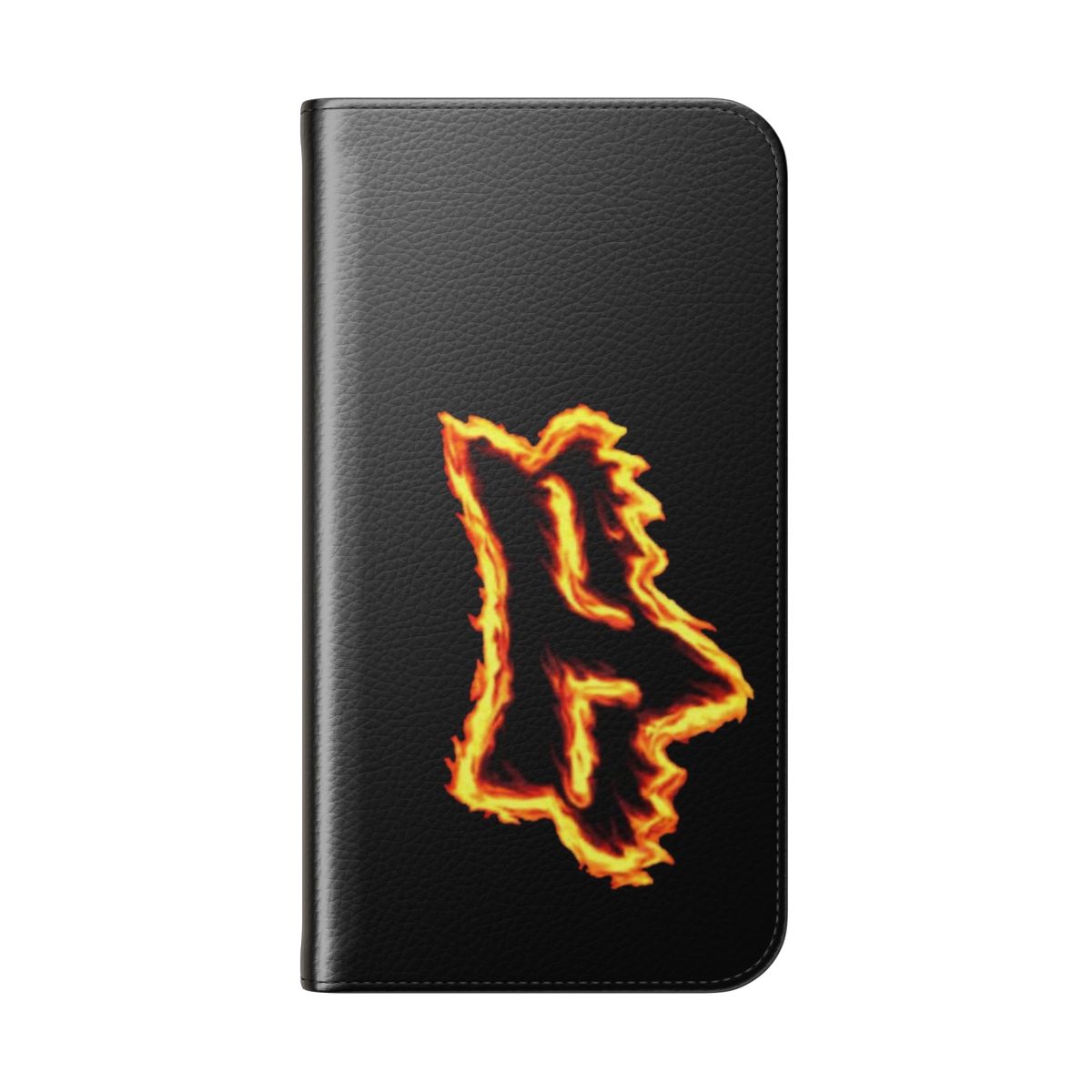 Stylish phone case cover with a fiery fox head graphic design - Folded Back