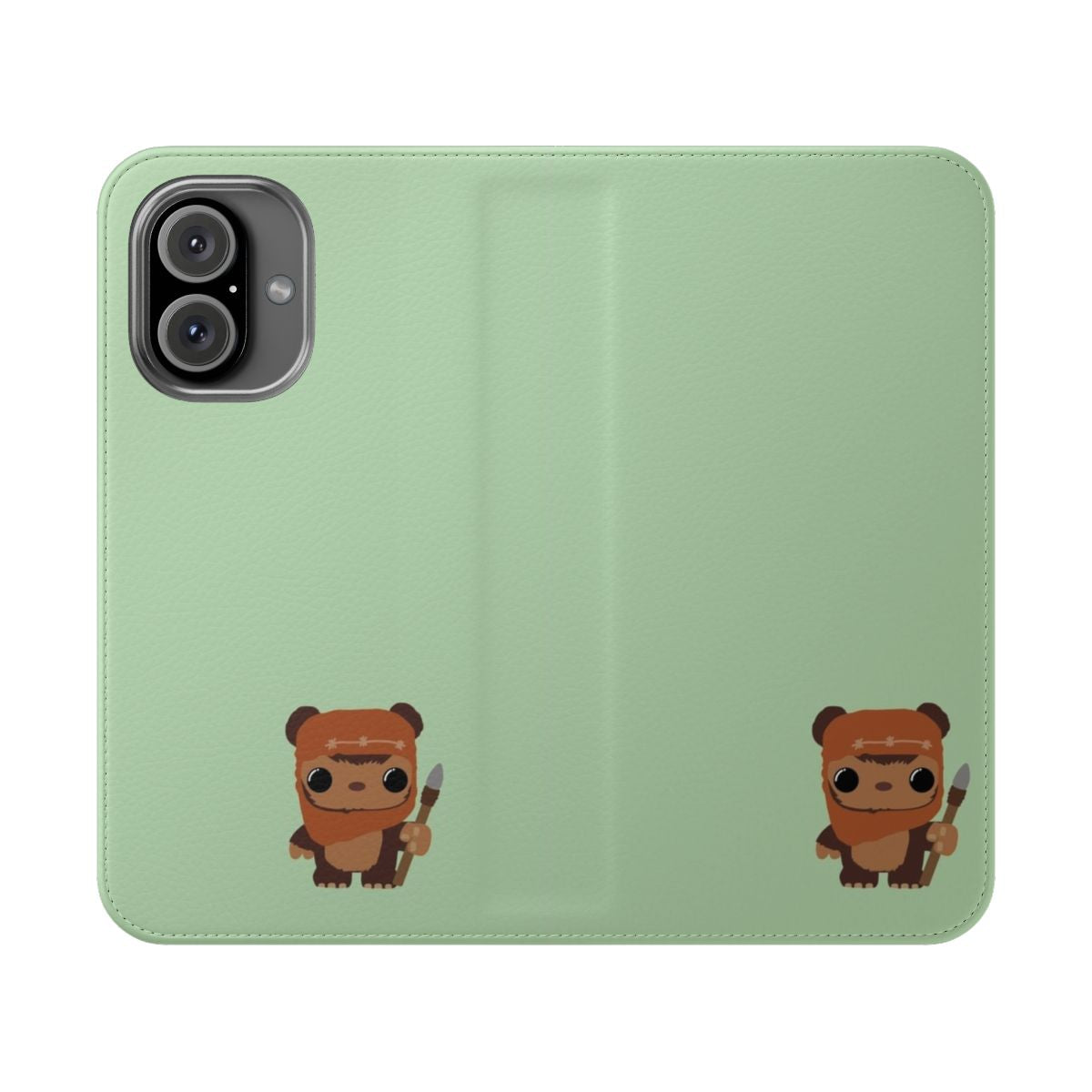 Ewok-themed flip cover phone case with a whimsical forest design