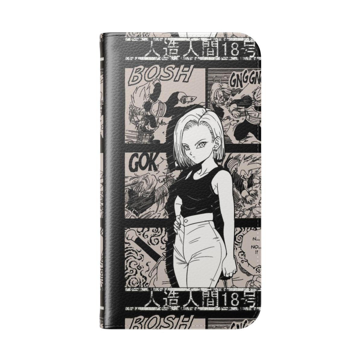 Android 18 / C18 anime-style flip phone case - Folded Back